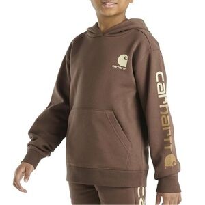 Carhartt Size 5 Long Sleeve Graphic Hooded Sweatshirt Hoodie Pullover Brown